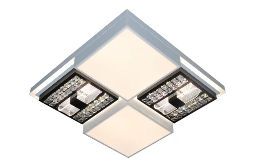 Люстра потолочная с пультом HIGH-TECH LED LAMPS 82011 Natali Kovaltseva белая на 1 лампу, основание белое в стиле хай-тек с пультом квадраты фото 2